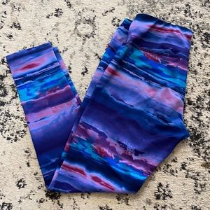 RBX watercolor striped workout leggings